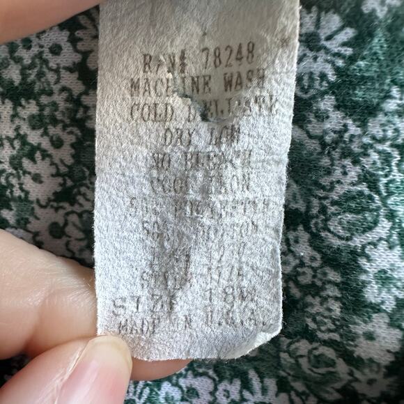 Tabby II Women 18 W Green Floral Prairie Midi Dress Cottagecore Modest Vintage - Picture 6 of 7